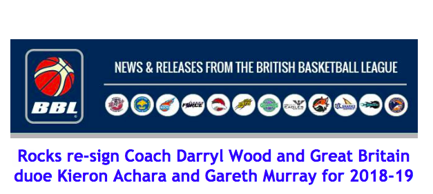 Rocks re-sign Coach Darryl Wood and Great Britain duoe Kieron Achara and Gareth Murray for 2018-19