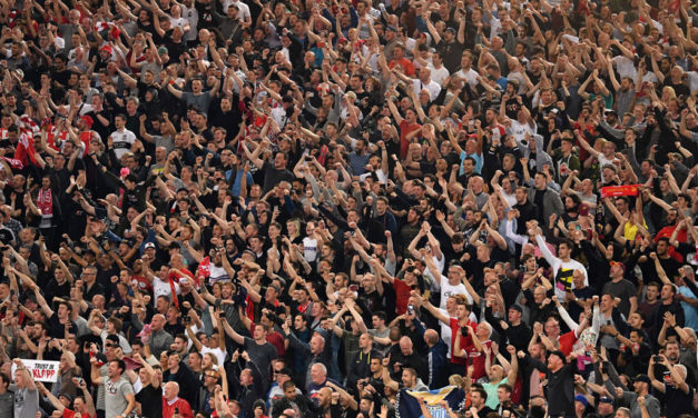 Can you spot these famous sports pundits in the Liverpool vs Man City stands?