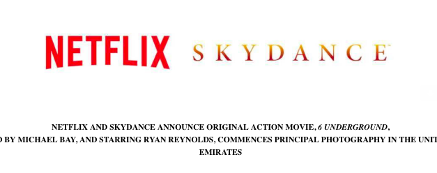 Netflix Film 6 UNDERGROUND by Michael Bay, starring Ryan Reynolds – Start of Principle Photography in the United Arab Emirates