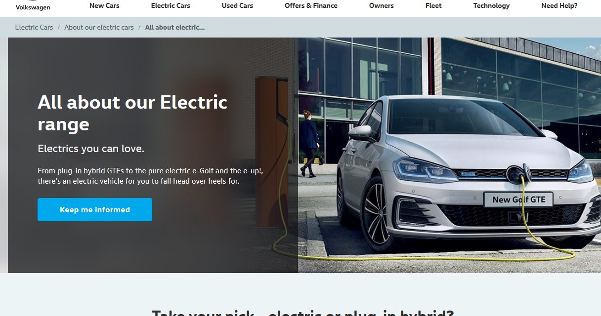 DEDICATED ‘ELECTRIC CARS’ AREA FOR WWW.VOLKSWAGEN.CO.UK