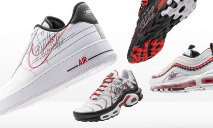 Nike and Foot Locker Inc. Evolution of Swoosh Air Force 1, Air Max 97, Air Max Plus and React Element 55