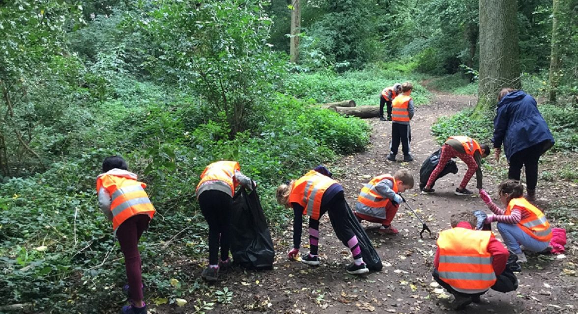 West Bridgford schoolchildren clean up woodland waste during charity litter pick