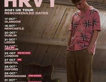 HRVY RESCHEDULED UK OCTOBER 2021 TOUR INCLUDING TWO NEW DATES