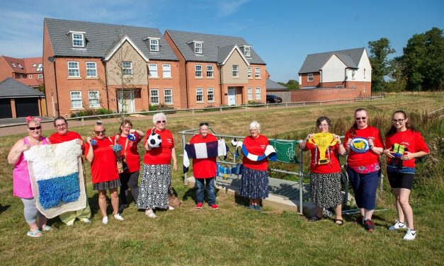 LEICESTERSHIRE HOMEBUILDER SCORES OUT OF THIS ‘WOOL-D’ FOOTBALL THEMED CREATIONS BY KNITTING GROUP