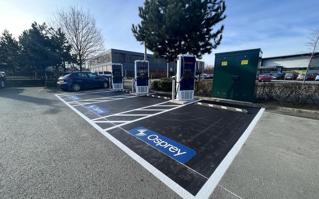 New rapid EV charging site opened at Willerby Business Park in Hull by Osprey Charging Network, supports critical public charging infrastructure