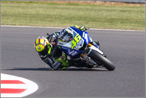 Valentino Rossi #46 with sparks from his elbow protector - Pity about the poor photo! by Smudge 9000 Motor sport photo